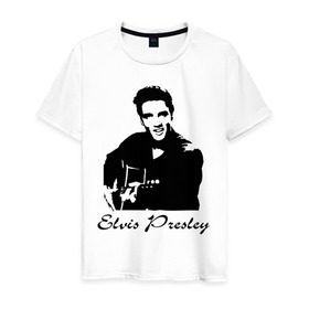 Мужская футболка хлопок с принтом Elvis Presley (2) в Белгороде, 100% хлопок | прямой крой, круглый вырез горловины, длина до линии бедер, слегка спущенное плечо. | Тематика изображения на принте: гитара