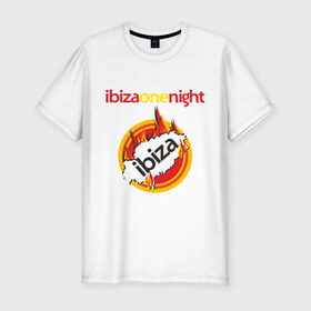 Мужская футболка премиум с принтом Ibiza one night в Белгороде, 92% хлопок, 8% лайкра | приталенный силуэт, круглый вырез ворота, длина до линии бедра, короткий рукав | ibiza | one night | ибица | фестиваль | электронная музыка