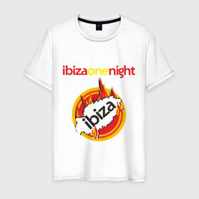 Мужская футболка хлопок с принтом Ibiza one night в Белгороде, 100% хлопок | прямой крой, круглый вырез горловины, длина до линии бедер, слегка спущенное плечо. | ibiza | one night | ибица | фестиваль | электронная музыка