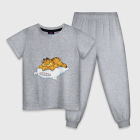 Детская пижама хлопок с принтом Гарфилд в Белгороде, 100% хлопок |  брюки и футболка прямого кроя, без карманов, на брюках мягкая резинка на поясе и по низу штанин
 | Тематика изображения на принте: garfield | гарфилд