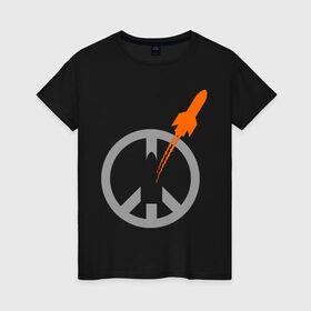 Женская футболка хлопок с принтом Pacific war в Белгороде, 100% хлопок | прямой крой, круглый вырез горловины, длина до линии бедер, слегка спущенное плечо | Тематика изображения на принте: война | мир | мирная война | ракета
