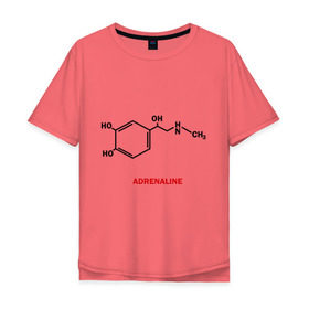 Мужская футболка хлопок Oversize с принтом Адреналин в Белгороде, 100% хлопок | свободный крой, круглый ворот, “спинка” длиннее передней части | Тематика изображения на принте: adrenaline | адреналин | формула | химическая формула | химия