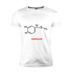 Мужская футболка премиум с принтом Адреналин в Белгороде, 92% хлопок, 8% лайкра | приталенный силуэт, круглый вырез ворота, длина до линии бедра, короткий рукав | Тематика изображения на принте: adrenaline | адреналин | формула | химическая формула | химия