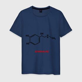 Мужская футболка хлопок с принтом Адреналин в Белгороде, 100% хлопок | прямой крой, круглый вырез горловины, длина до линии бедер, слегка спущенное плечо. | adrenaline | адреналин | формула | химическая формула | химия