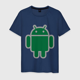 Мужская футболка хлопок с принтом Андроид в Белгороде, 100% хлопок | прямой крой, круглый вырез горловины, длина до линии бедер, слегка спущенное плечо. | android | logo | андройд | логотип