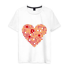 Мужская футболка хлопок с принтом Сердце из квадратиков в Белгороде, 100% хлопок | прямой крой, круглый вырез горловины, длина до линии бедер, слегка спущенное плечо. | квадрат | квадратики | сердечко | сердце