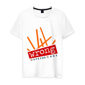Мужская футболка хлопок с принтом Depeche Mode - Wrong в Белгороде, 100% хлопок | прямой крой, круглый вырез горловины, длина до линии бедер, слегка спущенное плечо. | depeche mode | wrong | депеш мод | рок