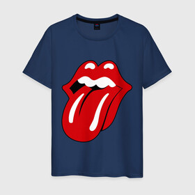 Мужская футболка хлопок с принтом Rolling Stones язык в Белгороде, 100% хлопок | прямой крой, круглый вырез горловины, длина до линии бедер, слегка спущенное плечо. | Тематика изображения на принте: rolling stones