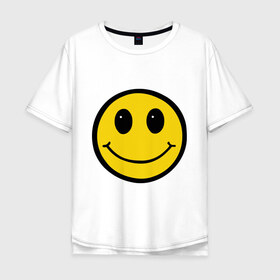 Мужская футболка хлопок Oversize с принтом Смайл - улыбка в Белгороде, 100% хлопок | свободный крой, круглый ворот, “спинка” длиннее передней части | smile | рожица | смайл | смайлик | улыбка | улыбочка