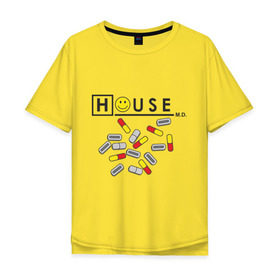 Мужская футболка хлопок Oversize с принтом House m.d. (2) в Белгороде, 100% хлопок | свободный крой, круглый ворот, “спинка” длиннее передней части | everybody lies | haus | house | все лгут | доктор | хауз | хаус | хью лори