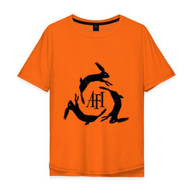 Мужская футболка хлопок Oversize с принтом Afi с зайцами в Белгороде, 100% хлопок | свободный крой, круглый ворот, “спинка” длиннее передней части | Тематика изображения на принте: afi | афи | афи с зайцами | зайцы | зайчата | зайчики | логотип afi | логотип афи | панк | рок
