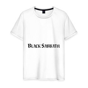 Мужская футболка хлопок с принтом Black Sabbath логотип в Белгороде, 100% хлопок | прямой крой, круглый вырез горловины, длина до линии бедер, слегка спущенное плечо. | heavy metal | metal | rock | trash metal | альтернатива | квартет | метал | рок | рок группа | рок группы | трэш метал | хеви метал
