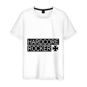 Мужская футболка хлопок с принтом Hardcore Rocker в Белгороде, 100% хлопок | прямой крой, круглый вырез горловины, длина до линии бедер, слегка спущенное плечо. | 