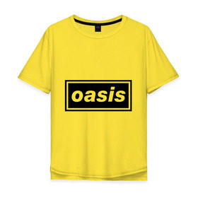 Мужская футболка хлопок Oversize с принтом Oasis логотип в Белгороде, 100% хлопок | свободный крой, круглый ворот, “спинка” длиннее передней части | Тематика изображения на принте: metal | oasis | лого | лого oasis | метал | символика oasis | эмблема  oasis