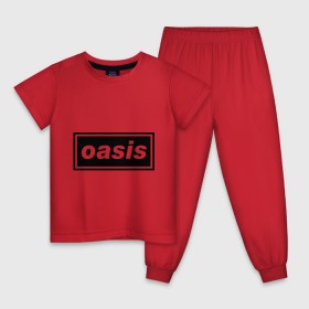 Детская пижама хлопок с принтом Oasis логотип в Белгороде, 100% хлопок |  брюки и футболка прямого кроя, без карманов, на брюках мягкая резинка на поясе и по низу штанин
 | Тематика изображения на принте: metal | oasis | лого | лого oasis | метал | символика oasis | эмблема  oasis