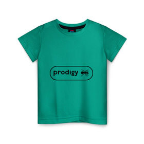 Детская футболка хлопок с принтом Prodigy лого с муравьем в Белгороде, 100% хлопок | круглый вырез горловины, полуприлегающий силуэт, длина до линии бедер | Тематика изображения на принте: prodigy | логотип | продиджи | электронная музыка
