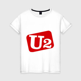 Женская футболка хлопок с принтом U2 в Белгороде, 100% хлопок | прямой крой, круглый вырез горловины, длина до линии бедер, слегка спущенное плечо | Тематика изображения на принте: 