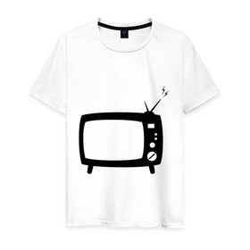 Мужская футболка хлопок с принтом Телевизор в Белгороде, 100% хлопок | прямой крой, круглый вырез горловины, длина до линии бедер, слегка спущенное плечо. | Тематика изображения на принте: зомбоящик | тв | телевидение | телевизор | телик | ящик