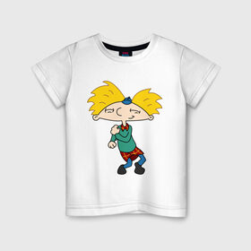 Детская футболка хлопок с принтом Эй, Арнольд! в Белгороде, 100% хлопок | круглый вырез горловины, полуприлегающий силуэт, длина до линии бедер | арнольд | мультик | мультфильм | эй