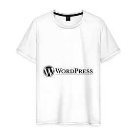 Мужская футболка хлопок с принтом Wordpress в Белгороде, 100% хлопок | прямой крой, круглый вырез горловины, длина до линии бедер, слегка спущенное плечо. | wordpress | wp | админу | блог | вордпресс
