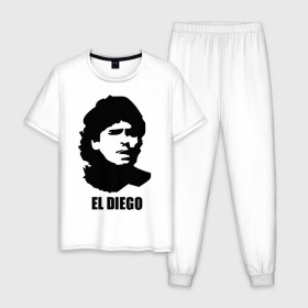 Мужская пижама хлопок с принтом Диего Марадона в Белгороде, 100% хлопок | брюки и футболка прямого кроя, без карманов, на брюках мягкая резинка на поясе и по низу штанин
 | аргентина | аргентинец | диего марадона | евро 2012 | марадона | футбол