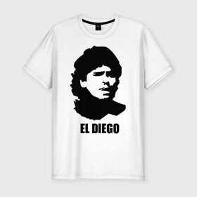 Мужская футболка премиум с принтом Диего Марадона в Белгороде, 92% хлопок, 8% лайкра | приталенный силуэт, круглый вырез ворота, длина до линии бедра, короткий рукав | аргентина | аргентинец | диего марадона | евро 2012 | марадона | футбол
