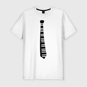 Мужская футболка премиум с принтом Галстук (2) в Белгороде, 92% хлопок, 8% лайкра | приталенный силуэт, круглый вырез ворота, длина до линии бедра, короткий рукав | галступ | клавиши | пианино | прикольные