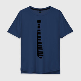 Мужская футболка хлопок Oversize с принтом Галстук (2) в Белгороде, 100% хлопок | свободный крой, круглый ворот, “спинка” длиннее передней части | галступ | клавиши | пианино | прикольные