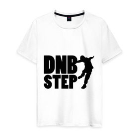 Мужская футболка хлопок с принтом DNB Step танцор в Белгороде, 100% хлопок | прямой крой, круглый вырез горловины, длина до линии бедер, слегка спущенное плечо. | dnb | step | бас | драм | силуэт | танцор