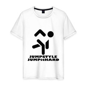 Мужская футболка хлопок с принтом Jumpstyle jump it hard в Белгороде, 100% хлопок | прямой крой, круглый вырез горловины, длина до линии бедер, слегка спущенное плечо. | Тематика изображения на принте: club | disco | jumpstyle | диско | клуб
