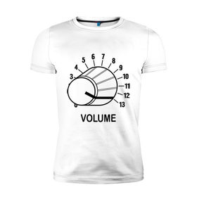 Мужская футболка премиум с принтом Volume - крутилка в Белгороде, 92% хлопок, 8% лайкра | приталенный силуэт, круглый вырез ворота, длина до линии бедра, короткий рукав | volume | громкость | звук | катушка | крутилка | музыка | на полную