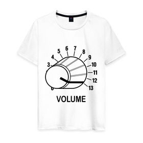 Мужская футболка хлопок с принтом Volume - крутилка в Белгороде, 100% хлопок | прямой крой, круглый вырез горловины, длина до линии бедер, слегка спущенное плечо. | volume | громкость | звук | катушка | крутилка | музыка | на полную