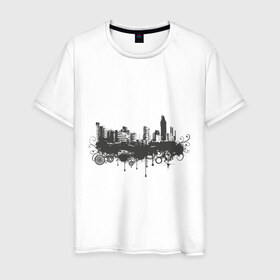 Мужская футболка хлопок с принтом Grunge city (3) в Белгороде, 100% хлопок | прямой крой, круглый вырез горловины, длина до линии бедер, слегка спущенное плечо. | 
