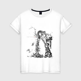 Женская футболка хлопок с принтом Аниме девушка (3) в Белгороде, 100% хлопок | прямой крой, круглый вырез горловины, длина до линии бедер, слегка спущенное плечо | 