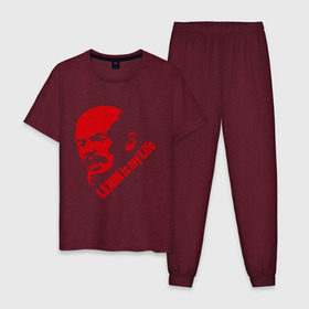 Мужская пижама хлопок с принтом Ленин -моя жизнь в Белгороде, 100% хлопок | брюки и футболка прямого кроя, без карманов, на брюках мягкая резинка на поясе и по низу штанин
 | вождь | коммунизм | ленин | революция | советский | социализм | союз | ссср | ульянов