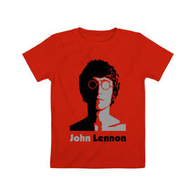 Детская футболка хлопок с принтом John Lennon в Белгороде, 100% хлопок | круглый вырез горловины, полуприлегающий силуэт, длина до линии бедер | beatles | john lennon | lennon | битлз | битлс | битлы | леннон