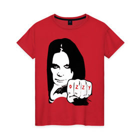 Женская футболка хлопок с принтом Ozzy Ozborn в Белгороде, 100% хлопок | прямой крой, круглый вырез горловины, длина до линии бедер, слегка спущенное плечо | osborn | osbourne | ozzy | озборн | оззи | осборн