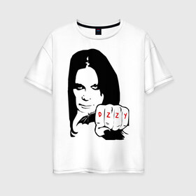 Женская футболка хлопок Oversize с принтом Ozzy Ozborn в Белгороде, 100% хлопок | свободный крой, круглый ворот, спущенный рукав, длина до линии бедер
 | osborn | osbourne | ozzy | озборн | оззи | осборн