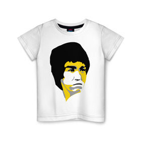Детская футболка хлопок с принтом Брюс Ли портрет в Белгороде, 100% хлопок | круглый вырез горловины, полуприлегающий силуэт, длина до линии бедер | брюс ли