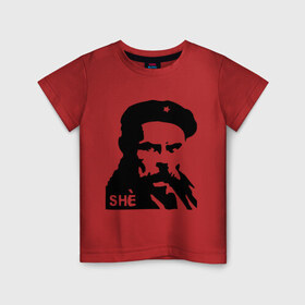 Детская футболка хлопок с принтом С Че Геварой в Белгороде, 100% хлопок | круглый вырез горловины, полуприлегающий силуэт, длина до линии бедер | cuba | гевара | куба | революция | свобода | че