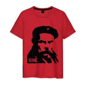 Мужская футболка хлопок с принтом С Че Геварой в Белгороде, 100% хлопок | прямой крой, круглый вырез горловины, длина до линии бедер, слегка спущенное плечо. | cuba | гевара | куба | революция | свобода | че