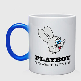 Кружка хамелеон с принтом Playboy soviet style в Белгороде, керамика | меняет цвет при нагревании, емкость 330 мл | Тематика изображения на принте: playboy | зайчик | зайчонок | заяц | плейбой | плэйбой