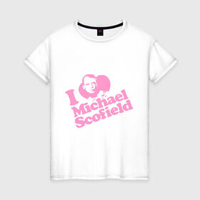 Женская футболка хлопок с принтом Scofield в Белгороде, 100% хлопок | прямой крой, круглый вырез горловины, длина до линии бедер, слегка спущенное плечо | scofield