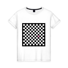 Женская футболка хлопок с принтом Шахматная эмо-доска в Белгороде, 100% хлопок | прямой крой, круглый вырез горловины, длина до линии бедер, слегка спущенное плечо | emo | розовый квадрат | субкультуры | шахматная доска | шахматы | эмо | эмо шахматы
