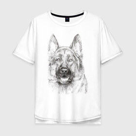 Мужская футболка хлопок Oversize с принтом Собака Овчарка в Белгороде, 100% хлопок | свободный крой, круглый ворот, “спинка” длиннее передней части | dog | животные | овчарка | пес | песик | собака