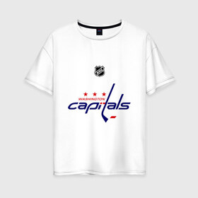 Женская футболка хлопок Oversize с принтом Washington Capitals Ovechkin 8 в Белгороде, 100% хлопок | свободный крой, круглый ворот, спущенный рукав, длина до линии бедер
 | washington capitals | александр овечкин | вашингтон кэпиталс | лига | нхл | овечкин | хоккей
