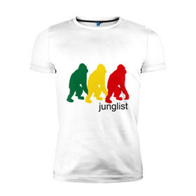 Мужская футболка премиум с принтом Junglist - обезьяны в Белгороде, 92% хлопок, 8% лайкра | приталенный силуэт, круглый вырез ворота, длина до линии бедра, короткий рукав | junglist | джанглисты | обезьяны