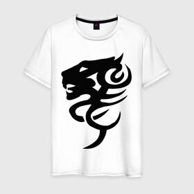 Мужская футболка хлопок с принтом Лев (7) в Белгороде, 100% хлопок | прямой крой, круглый вырез горловины, длина до линии бедер, слегка спущенное плечо. | король зверей | лев | трайблы | узоры
