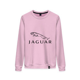 Женский свитшот хлопок с принтом Jaguar в Белгороде, 100% хлопок | прямой крой, круглый вырез, на манжетах и по низу широкая трикотажная резинка  | jaguar | авто2012 | ягуар