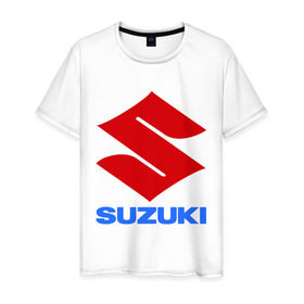 Мужская футболка хлопок с принтом Suzuki в Белгороде, 100% хлопок | прямой крой, круглый вырез горловины, длина до линии бедер, слегка спущенное плечо. | suzuki | авто | автомобили | автомобиль | бренд | бренды | логотип | машины | сузуки | тачки